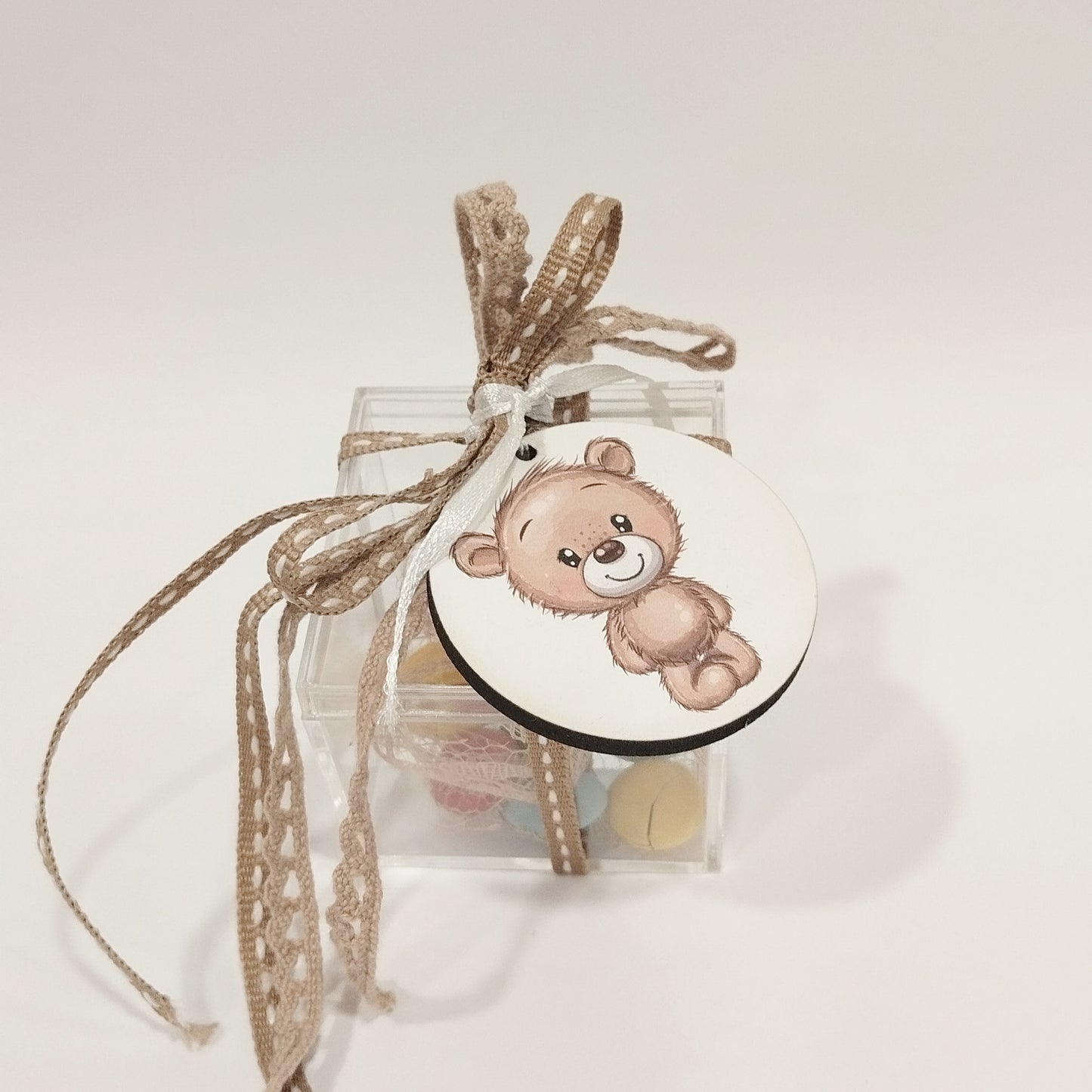 Μπομπονιέρα βάπτισης κουτάκι αρκουδάκι