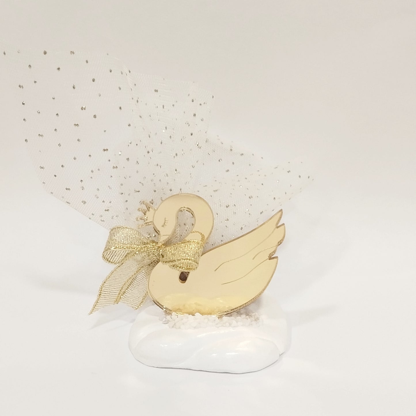 Μπομπονιέρα βάπτισης βότσαλο κύκνος