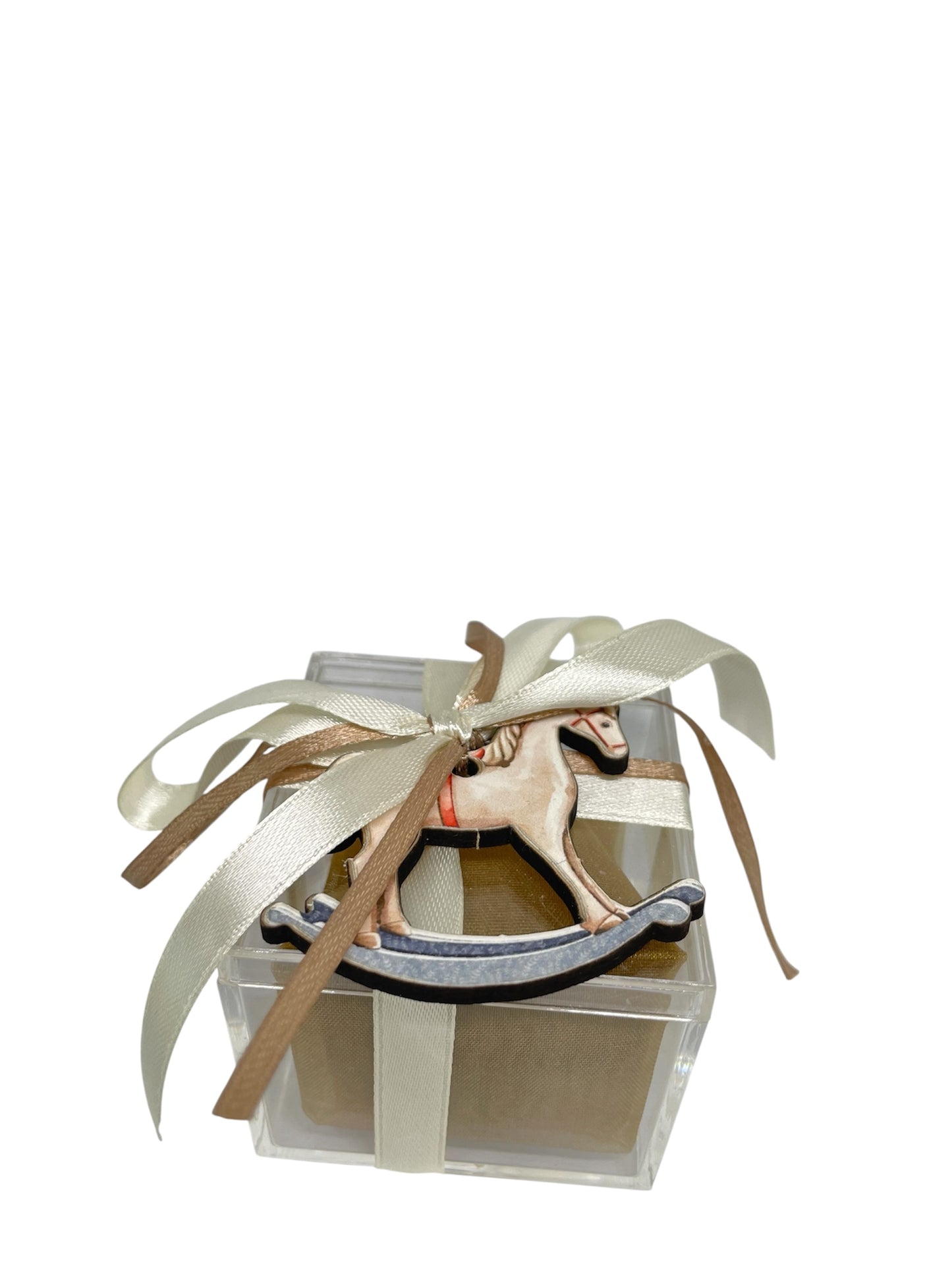 Μπομπονιέρα αλογάκι σε κουτάκι plexiglass