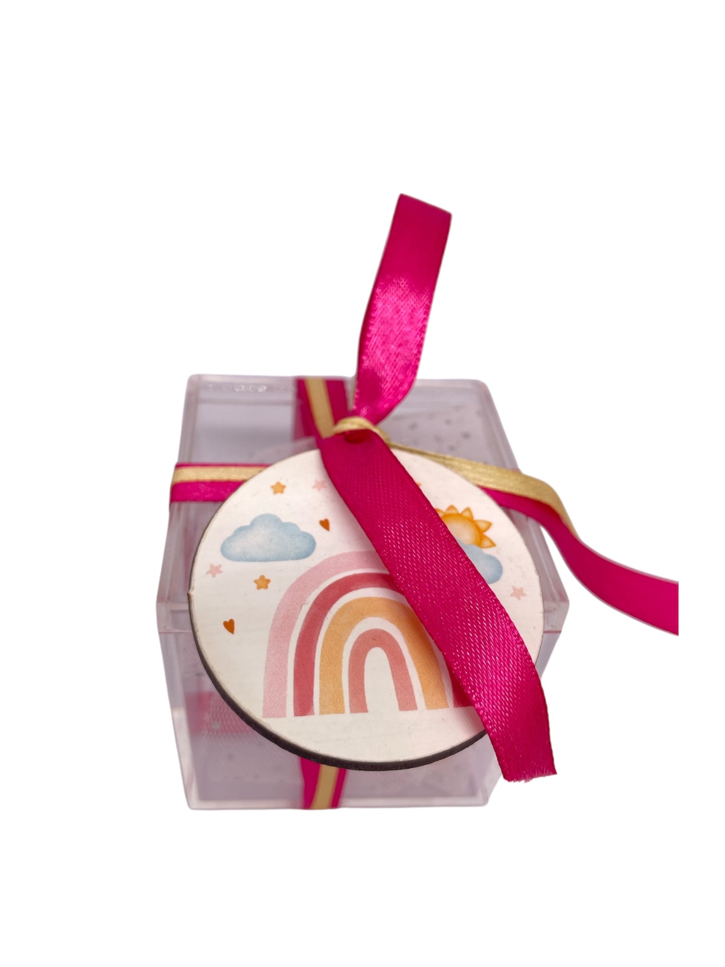 Μπομπονιέρα ουράνιο τόξο σε κουτάκι plexiglass