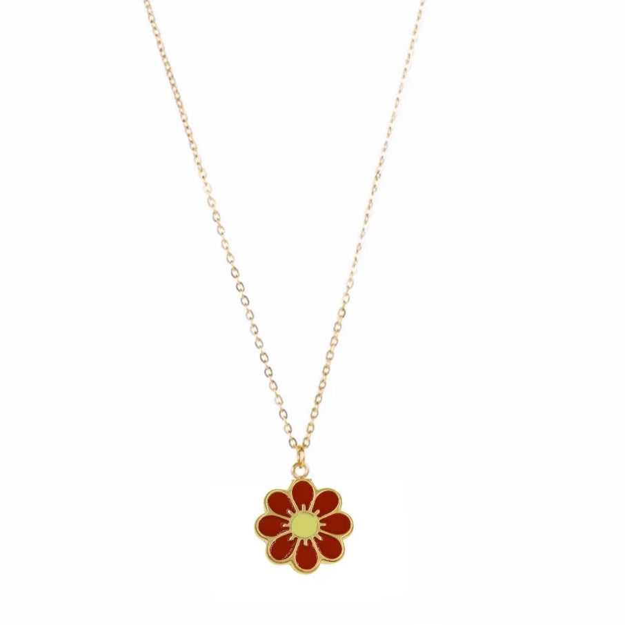 Red Daisy Necklace