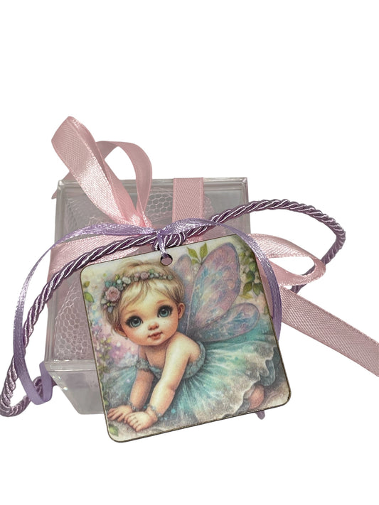 Μπομπονιέρα νεράιδα σε κουτάκι plexiglass