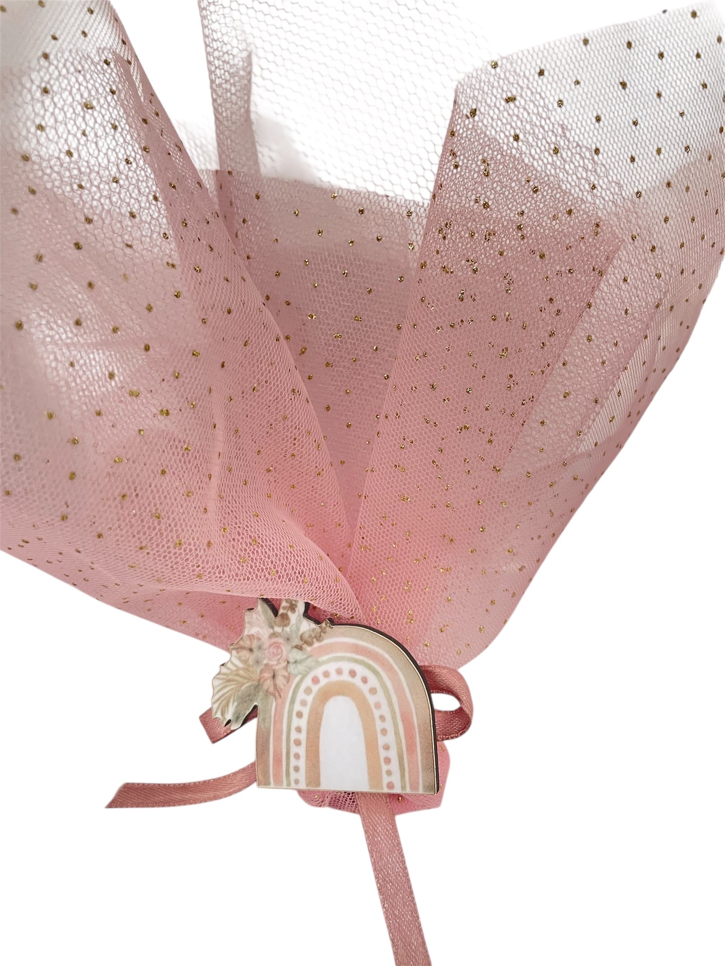 Μπομπονιέρα τούλινη ουράνιο τόξο boho