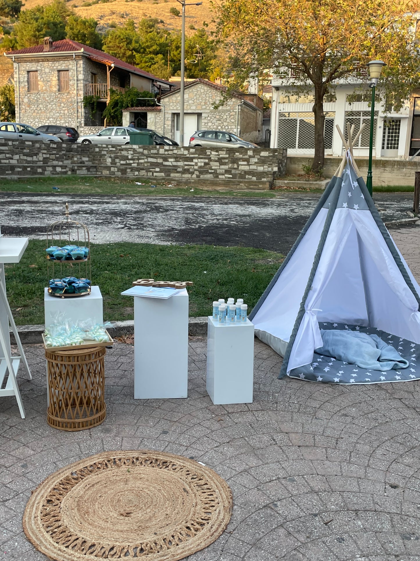 Βάπτιση με θέμα αερόστατο με αρκουδάκι