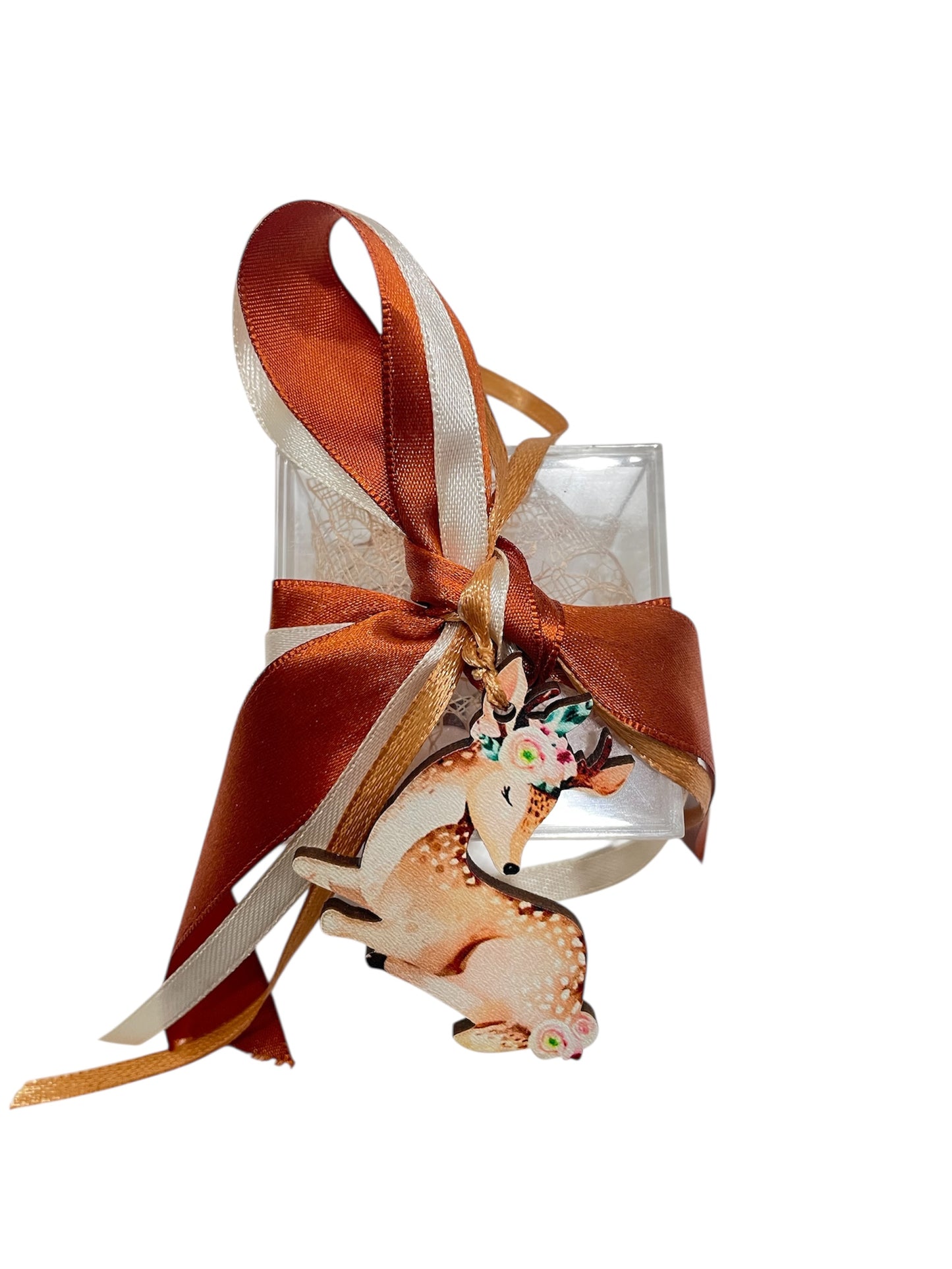 Μπομπονιέρα ελαφάκι σε κουτάκι plexiglass