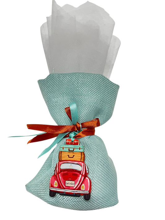 Μπομπονιέρα ταξίδι σε πουγκάκι