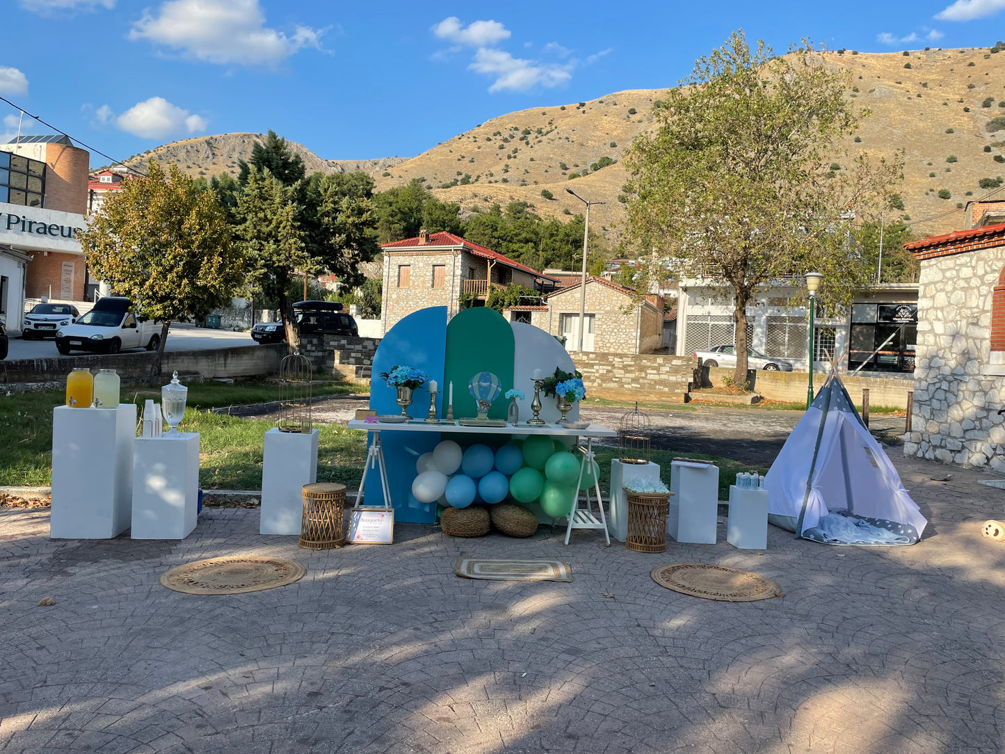 Βάπτιση με θέμα αερόστατο με αρκουδάκι