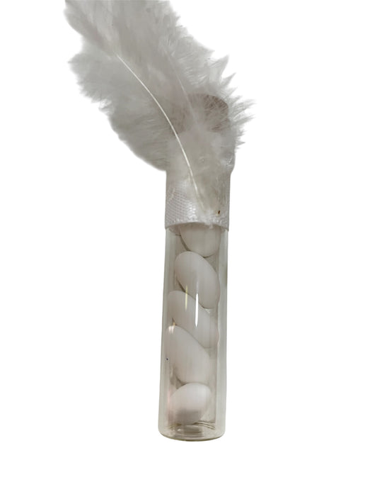 Μπομπονιέρα σωλήνας με πούπουλο