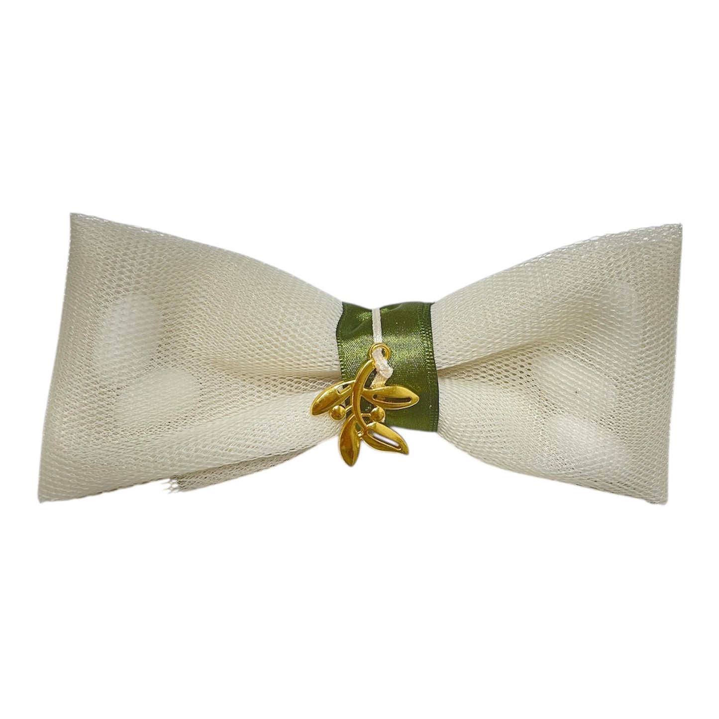 Μπομπονιέρα γάμου φιόγκος με κλαδί ελιάς