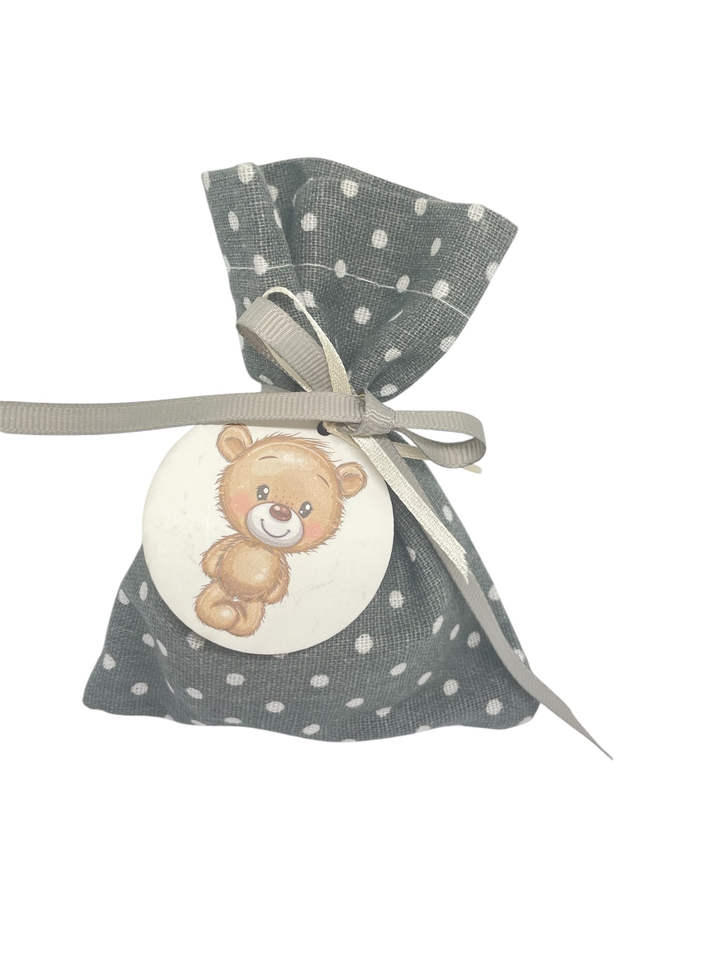 Μπομπονιέρα αρκουδάκι σε πουγκάκι