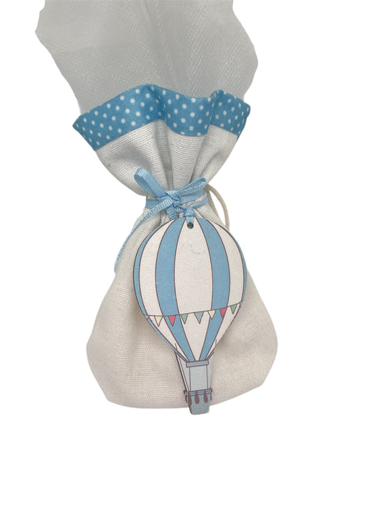 Μπομπονιέρα αερόστατο σε πουγκάκι